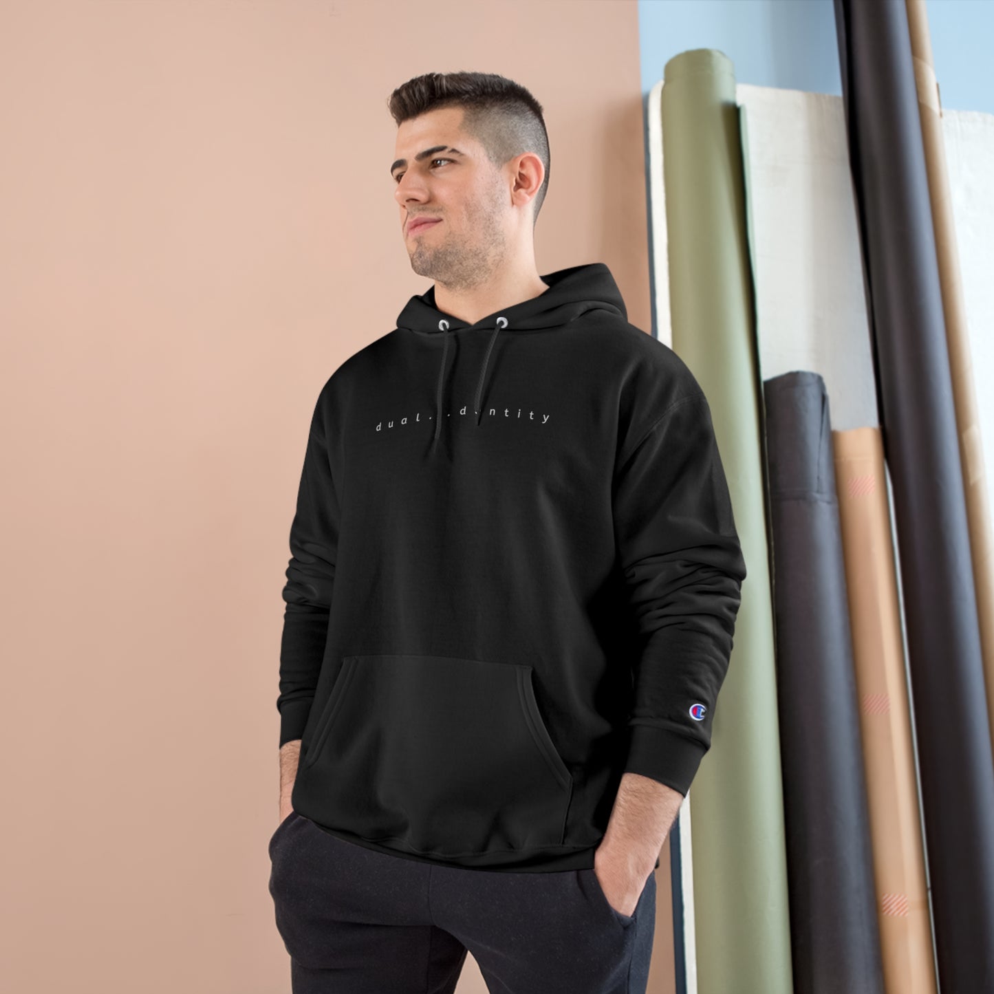 Dual Identity Black Hoodie – Minimalist Streetwear